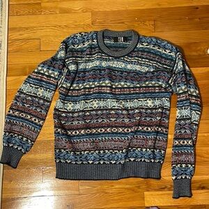 Vintage Striped Blue Nordic Oversized Sweater